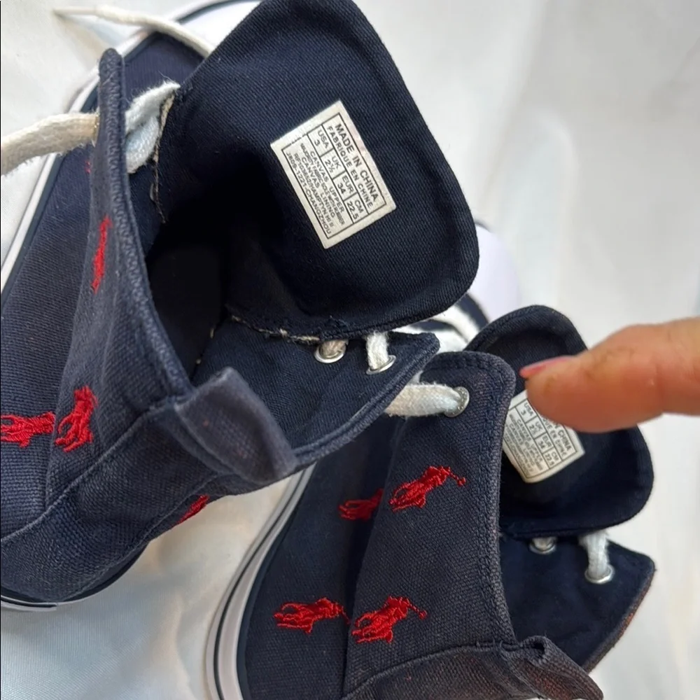 Polo Ralph Lauren Kids' size 3, Navy High-Top Sneakers, pre-owned, ***READ!*** - Picture 6 of 16